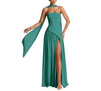 Hongyangjing Abiti corti da damigella d'onore per ragazzi in chiffon scintillante spalline sottili abiti da cocktail party per adolescenti, Pavone, 46