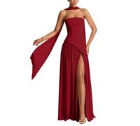 Hongyangjing Abiti corti da damigella d'onore per ragazzi in chiffon scintillante spalline sottili abiti da cocktail party per adolescenti, Borgogna, 58