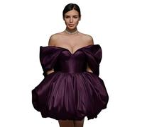 Hongyangjing Abito da sera formale in raso con tasche, Uva, 50