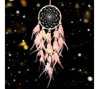 Hongyans Acchiappasogni LED con Piume, Fatto a Mano Acchiappasogni Indiano Dream Catcher per Decorazione Parete di Nozze Camera da Letto Casa Ragazze Bambini Regalo di Compleanno