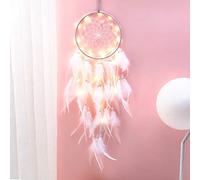 Hongyans Acchiappasogni LED con Piume, Fatto a Mano Acchiappasogni Indiano Dream Catcher per Decorazione Parete di Nozze Camera da Letto Casa Ragazze Bambini Regalo di Compleanno