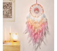 Hongyans Acchiappasogni LED con Piume, Fatto a Mano Acchiappasogni Indiano Dream Catcher per Decorazione Parete di Nozze Camera da Letto Casa Ragazze Bambini Regalo di Compleanno