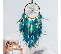 Hongyans Acchiappasogni LED con Piume, Fatto a Mano Acchiappasogni Indiano Dream Catcher per Decorazione Parete di Nozze Camera da Letto Casa Ragazze Bambini Regalo di Compleanno
