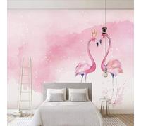 HongYouQi Animale Rosa Fenicottero 3D Moderna Carta Da Parati Decorazione Camera Da Letto Martellata Casa Soggiorno Tv Sfondo-300Cm×210Cm