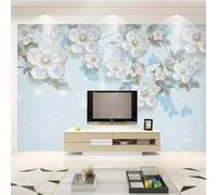 HongYouQi Bianco Fiore Ramo Paesaggio Casa Carta Da Parati Divano Texture Casa Soggiorno Tv Sfondo-430Cm×300Cm