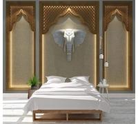 HongYouQi Carta da Parati 3D 3D Elefante Arco Geometria | Texture Decorative e Lussuose Ideali per Uffici Zone Studio Abitazioni Camere da Letto Soggiorni Pareti D'effetto-400cm×280cm