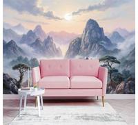 HongYouQi Carta da Parati 3D Alba Vette Pini Lago | Texture Decorative e Lussuose Ideali per Uffici Zone Studio Abitazioni Camere da Letto Soggiorni Pareti D'effetto-150cm×105cm