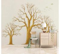 HongYouQi Carta da Parati 3D Bellissimi Uccelli Dorati Della Foresta | Texture Decorative e Lussuose Ideali per Uffici Zone Studio Abitazioni Camere da Letto Soggiorni Pareti D'effetto-400cm×280cm