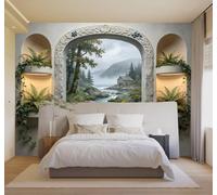 HongYouQi Carta da Parati 3D Nebbia Capanna Fiume Vette | Texture Decorative e Lussuose Ideali per Uffici Zone Studio Abitazioni Camere da Letto Soggiorni Pareti D'effetto-150cm×105cm