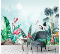 HongYouQi Carta da Parati 3D Verde Tropicale Piante Uccelli | Texture Decorative e Lussuose Ideali per Uffici Zone Studio Abitazioni Camere da Letto Soggiorni Pareti D'effetto-400cm×280cm