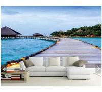HongYouQi Casa Ponte Vista Mare 3D Casa Carta Da Parati Divano Tv Camera Da Letto Soggiorno Sfondo-350Cm×256Cm