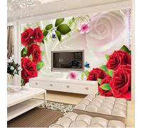 HongYouQi Farfalla Floreale Rossa 3D Strutturato Home Decor Sfondo Tv Creativo-400Cm×280Cm