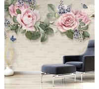 HongYouQi Fiori Rossi Foglie Farfalla Carta Da Parati Moderna Creativo Camera Da Letto Home Decor Tv Sfondo-150Cm×105Cm