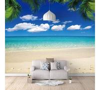 HongYouQi Nuvola Bianca Spiaggia Blu 3D Strutturato Home Decor Sfondo Tv Creativo-150Cm×105Cm