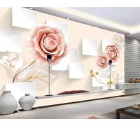 HongYouQi Rosso Floreale 3D Soggiorno Carta Da Parati Home Decor Ufficio Studio Soggiorno Sfondo-400Cm×280Cm