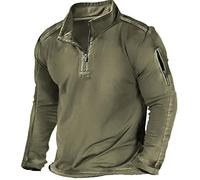 HongYunoH Tshirt da Uomo Tattica Militare da Esterno Tshirt da Polo a Maniche Lunghe con Tasca con Zip Nuova Autunno Colore1 L