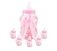 Hongzer Bottiglia di Caramelle per Bambini, Mini biberon da 30 Pezzi Biberon Carino con Nastro e Orso, Scatola di Caramelle per bomboniere, Dolci, coriandoli, Regali per Compleanni/bomboniere(Rosso)