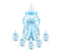 Hongzer Bottiglia di Caramelle per Bambini, Mini biberon da 30 Pezzi Biberon Carino con Nastro e Orso, Scatola di Caramelle per bomboniere, Dolci, coriandoli, Regali per Compleanni/bomboniere(Blu)