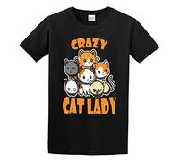 HONGZHENBAO Funny Crazy Cat Lady Cat Lover Gift J M Transparent T-Shirt Mens Black Unisex Tees Shirt 3XL