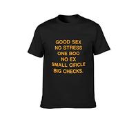 HONGZHENBAO Funny Tops Good Sex No Stress One Boo No Ex Small Circle Big Checks T-Shirt Mens Black Unisex Tees Shirt S