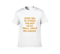 HONGZHENBAO Funny Tops Good Sex No Stress One Boo No Ex Small Circle Big Checks T-Shirt Mens White Unisex Tees Shirt XXL
