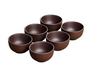 HonHeam Set di 6 Tazze da Degustazione di Tè Cinese in Ceramica Viola Sabbia - Mini Tazza Kung Fu per Tè (Viola)
