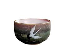 HonHeam Tazza da tè in ceramica giapponese, tazza da tè fatta a mano in porcellana con motivo a gru, tazza singola cinese di kung fu, set retrotea cambiato (C)
