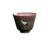 HonHeam Tazza da tè in ceramica giapponese, tazza da tè fatta a mano in porcellana con motivo a gru, tazza singola cinese di kung fu, set retrotea cambiato in forno (E)