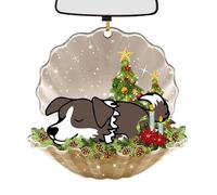 Honhoha Ornamenti natalizi per cani,Ciondoli per cani auto ornamento per albero di Natale - Durevole ornamento per auto per appendere in acrilico per auto Ciondolo per cane addormentato con