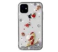 HONHULEE Custodia natalizia compatibile con Xiaomi RedMi 9T / POCO M3 glitter diamante Babbo Natale TPU custodia protettiva completa per telefono - trasparente