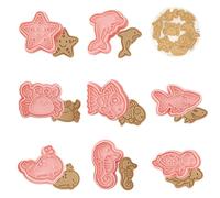 Honicemar Set di Formine per Biscotti a Forma di Animali 3D Tagliabiscotti Plastica Stampi, a Forma di Animali Dell’oceano 8 Pezzi Formine Biscotti per Decorare Biscotto Dolci Torta
