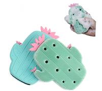 HONITANO 1pezzi Spazzola Da Doccia Forma Di Cactus in Silicone Alimentare Esfoliante Corpo Morbida e Massaggiante Per Schiena Uomo Donna Colore Verde