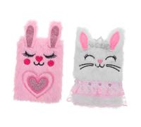 HONITANO 2 Diario Peluche con Copertina Morbida Coniglietto Taccuino Scrittura Bambina Portatile Mini per Appunti e Diario Segreto Regalo
