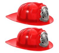 HONITANO 2 pezzi Cappello Pompiere per Rosso in Plastica per Costume Cosplay e Ragazzi Elmetto da Vigile per Feste e Recite Accessorio per Gioco di Ruolo