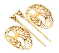 HONITANO 2 Pezzi Fermagli Capelli Vichinghi in Metallo Antico Albero della Vita Accessori Capelli Uomo Donna per Cosplay Medievale Fermagli Stile Vintage per Acconciature Sicure e Leggere