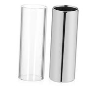 HONITANO 2 Pezzi Slide per Chitarra in Vetro Trasparente e Acciaio Inossidabile Bottleneck Standard Medio per Chitarra e Basso Resistenti e Funzionali