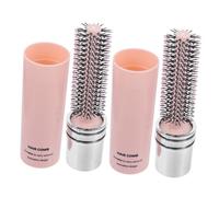 HONITANO 2 pezzi Spazzola Ricci Portatile Anti-statica per Viaggio Pettine Rotante per Capelli Ricci e Styling Massaggia Capelluto senza Tirare Manico Ergonomico Rosa