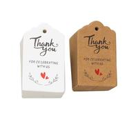 HONITANO 200 Pezzi Etichette di Carta di Ringraziamento e Tag Decorative in Kraft per Regali e Feste, Etichette per Bomboniere Matrimonio e Compleanno, Confezione Mista Bianca e Kraft