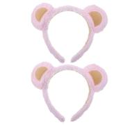 HONITANO 2pezzi Cerchietto Forma di Orso Peloso per Bambine Accessorio per Capelli Orecchie di Animale Cerchietto Divertente per Feste di Natale e Halloween Rosa