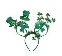 HONITANO 3 Fasce per Capelli a Forma di Trifoglio per Il Giorno di San Patrizio: Accessori per Capelli Verdi per Decorazioni per Feste da Donna - Cerchietto per con Paillettes, Copricapo Festivo,