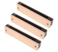 HONITANO 3 Pezzi Armónicas Para Niños De Madera Natural Doble Diy Para Educación Músical Creatividad Infantil Instrumentos Musicales Aprendizaje Juego Casa