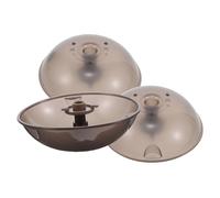 HONITANO 3 Pezzi Tazze Raccogli Olio in Plastica Trasparente per Aspiratore Cucina con Supporto Tre Prong Resistente al Calore Riutilizzabile e Sostituzione Vaschetta Grasso