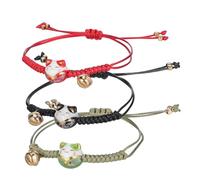 HONITANO 3pezzi Con Ciondolo Forma Di Gatto Maneki Neko in Con Di Cera e Regolabile Per Regali e Accessori Casual