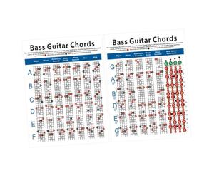 HONITANO 4 corde String Bass Chord Chart Large With Major Minor Seventh Chords For Electric Bass Guitar Beginners Practice Diagram