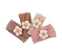 HONITANO 4 Pezzi Fasce per Capelli Bambina con Fiore in Accessori per Neonata Bambina e Fasce Elastiche Resistenti al Colore per Occasioni Festive
