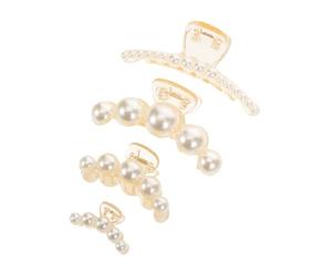 HONITANO 4 Pezzi Fermagli per Capelli con Perle Eleganti Mollette Piccole e Medie Artiglio Accessori Moda per Donne e Ragazze per Feste e Acconciature Quotidiane