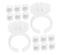 HONITANO 400 Pezzi Anelli Colla per Estensioni Ciglia in Plastica Bianco Mini Tazze per Adesivo Trucco Nail Art e Supporto Compatibile per Colla Pigmenti Professionale Organizzato e