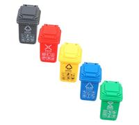 HONITANO 5 pezzi Bidoni Miniatura per Casa delle Bambole in Plastica Secchi per Raccolta Differenziata per Accessori Educativi per Gioco e Decorazione Tavolo