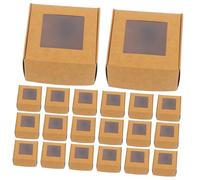 HONITANO 50 pezzi Scatole di Carta Kraft con Finestra Trasparente per Packaging Sapone Fatti a Mano Scatoline Piccole per Caramelle Bomboniere e Regali Carta Spessa Resistente