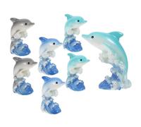 HONITANO 7 Mini Resin Dolphin Figures Compact Animal Decor For Home Dollhouse Cake Topper Vivid Ocean-themed Miniature Toys For Desk Garden